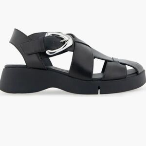 AEROSOLES FISHERMAN‎ CHUNKY SOLE FABIAN SPORT STRAPPED BLACK SANDALS MINIMALIST